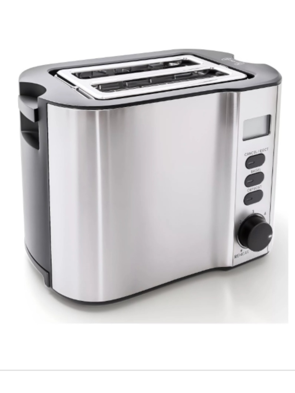 Elite Gourmet Stainless Steel 2-Slice LCD Toaster with Bagel Function